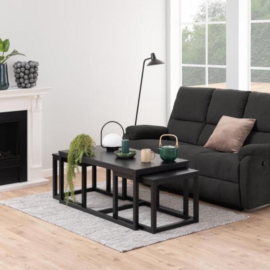 Leen Bakker Salontafel Hanestad zwart eikenkleur (3 stuks)