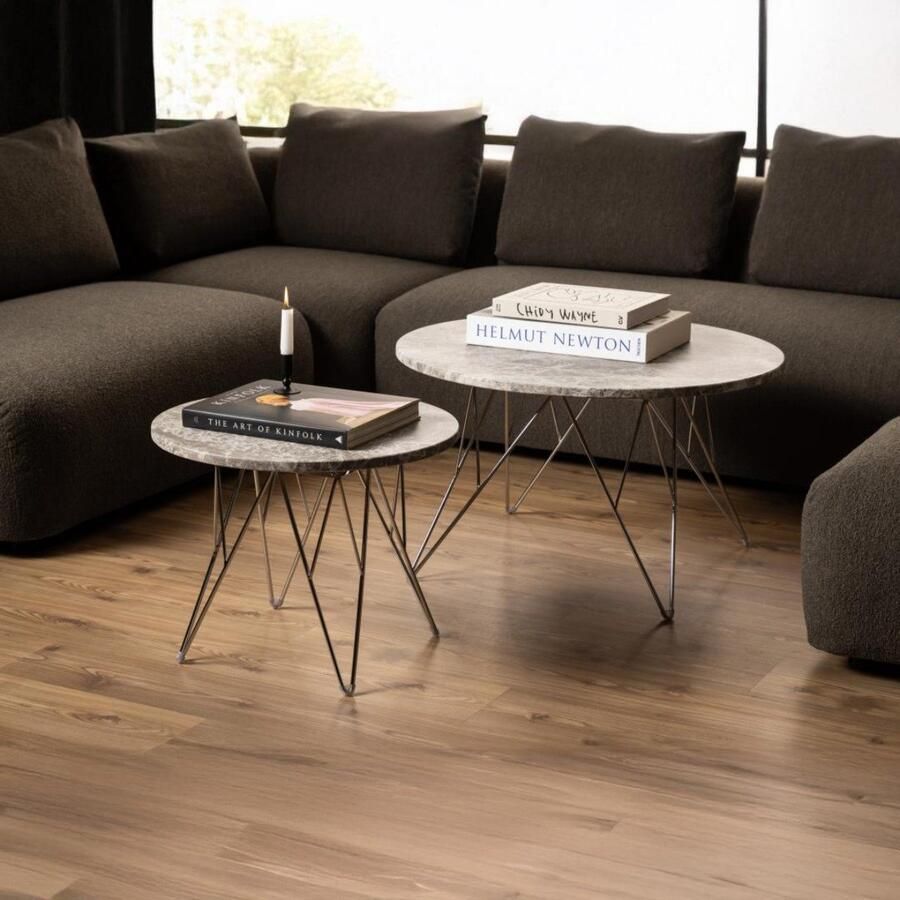 Giga Living Salontafel Hermanson 80x80x46 2 cm Bruin Marmer