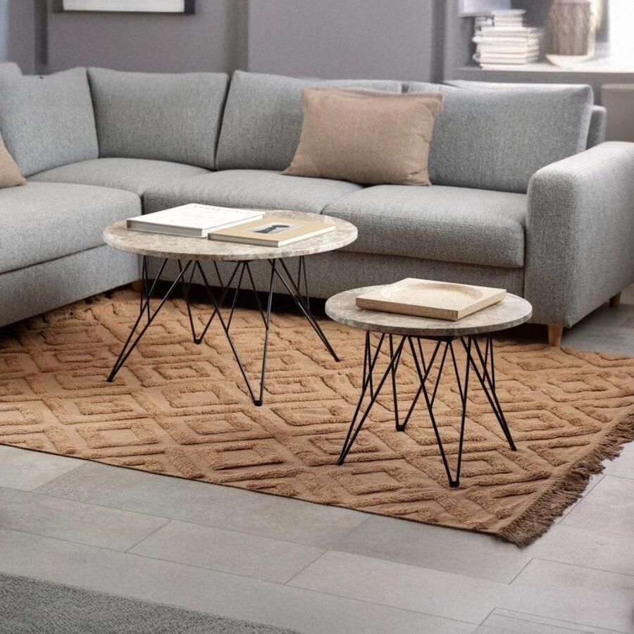 Giga Living Salontafel Hermanson 80x80x46 2 cm Grijs Marmer