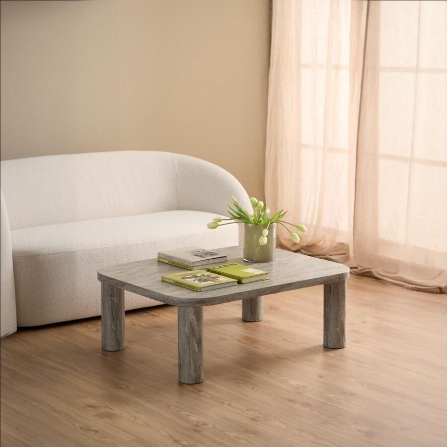 Bendt Salontafel Joaquim Travertin look 100 x 75cm Grijs