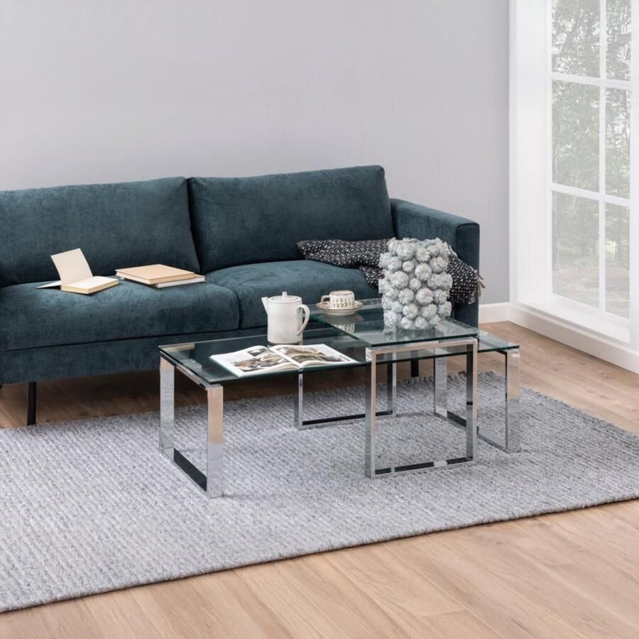 Scandes Giga Living Salontafel Jordis Glas Zilver 115x69x45cm - Foto 2