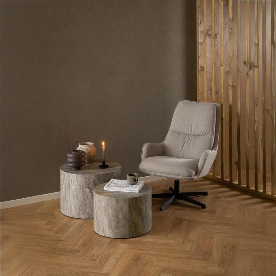 Bendt Ronde Salontafel Flavian Marmerlook Set van 2 stuks Grijs - Foto 2