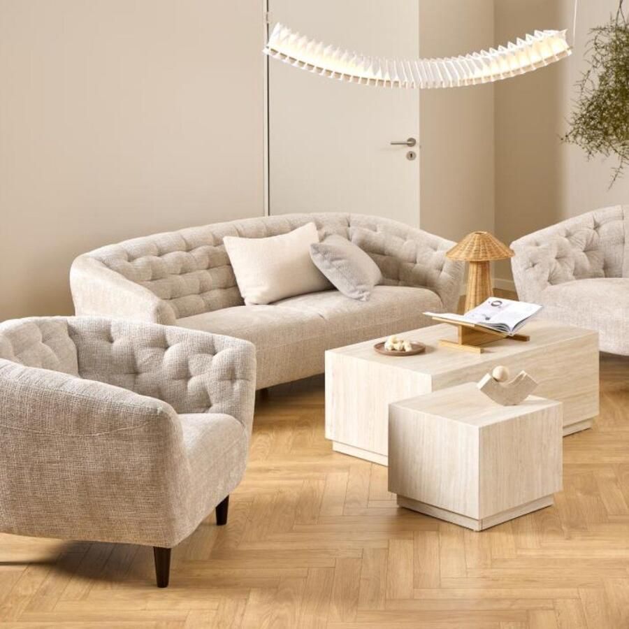 Giga Living Salontafel Travertinlook Set van 2 MDF 100x60x42 cm Salontafel Lima