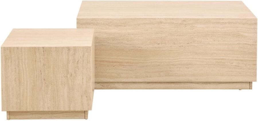 Giga Living Salontafel Travertinlook Set van 2 MDF 100x60x42 cm Salontafel Lima - Foto 3