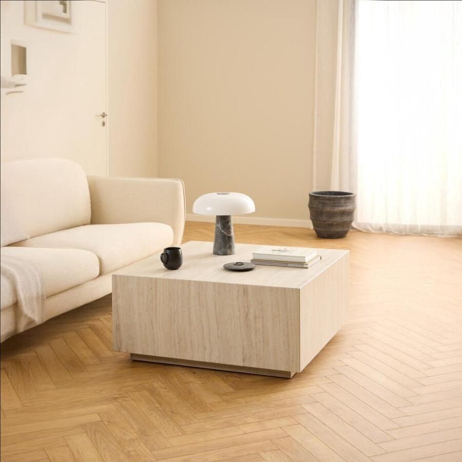 Bendt Vierkante Salontafel Flavian Travertin look 90 x 90cm Beige - Foto 2