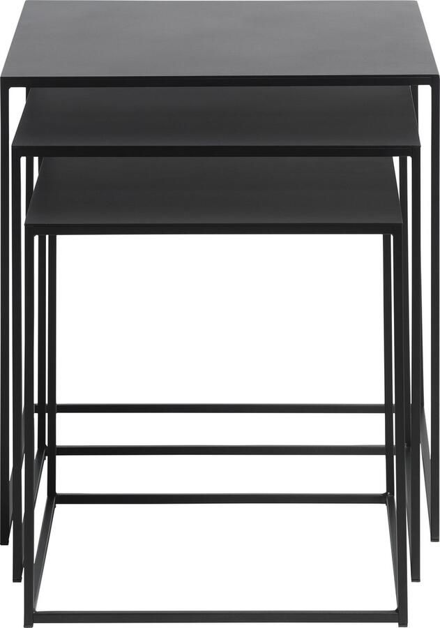 Giga Living Salontafel Metaal Zwart Set van 3 Vierkant Tafel Pebble - Foto 3