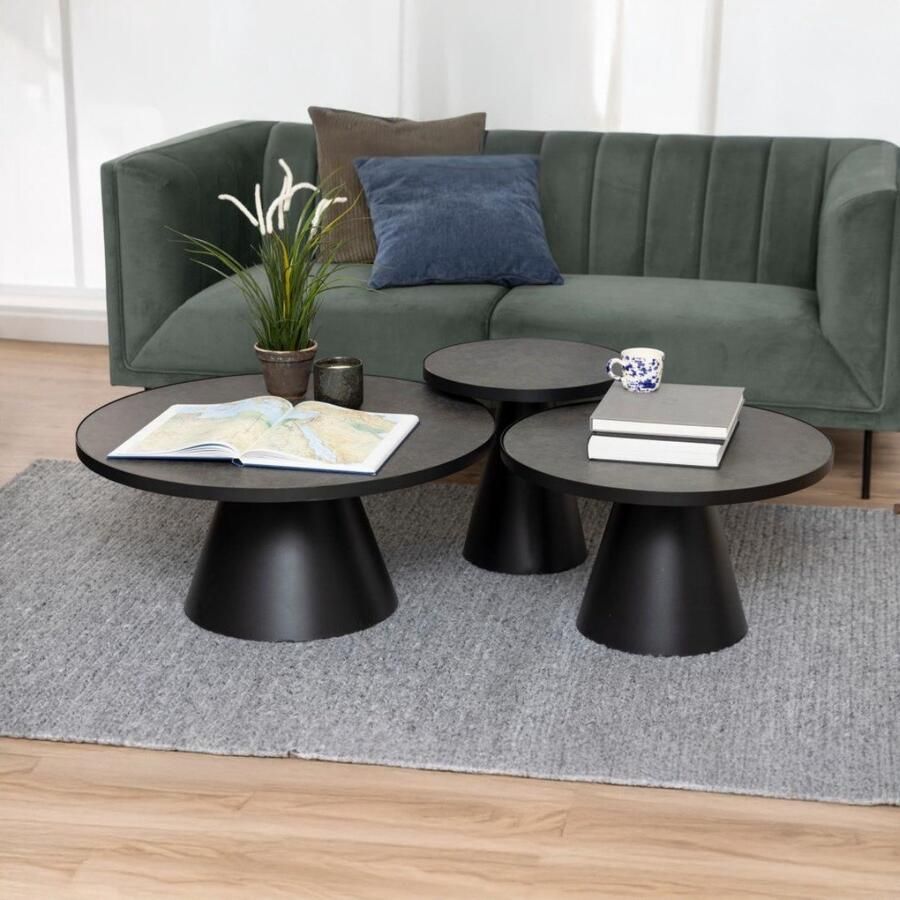 Giga Living Salontafel Sjors Keramiek Zwart Fairba Ø85 7x40cm