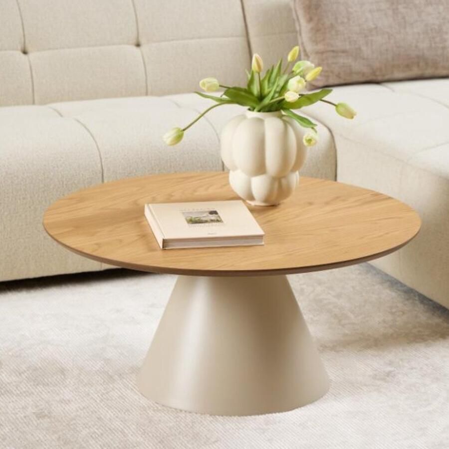 Giga Living Salontafel Naturel Grijs MDF 85x85x40 cm Salontafel Skagen