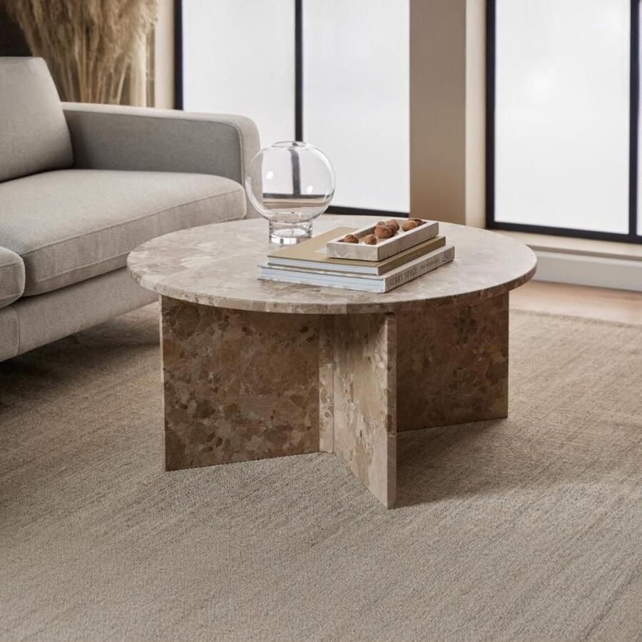 Giga Living Salontafel Zivik Marmer Bruin Latte Ø90x42cm