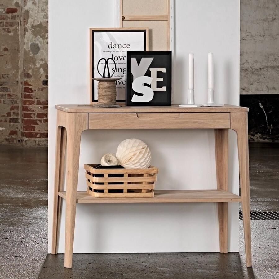 Hioshop Amalfi Sidetable Met Lade En Legplank Eiken Decor.