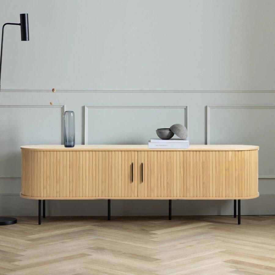 Giga Living Tv-meubel Naturel Eiken Fineer Schuifdeuren 180x45x55 6cm