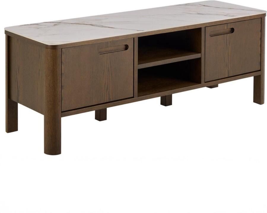 Giga Living Tv-Meubel Wilven Beige Keramiek Walnoot 120x40x45cm