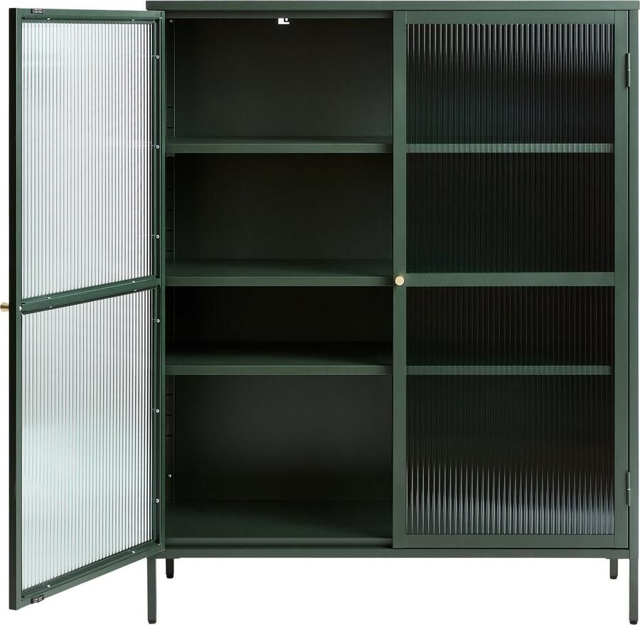 Giga Living Vitrinekast Groen Metaal 40x110 9x140cm Soft Closing Vitrinekast Bronco