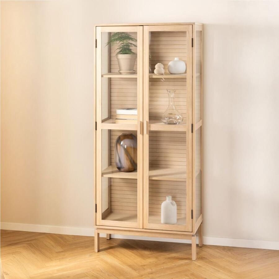 Giga Living Vitrinekast Klevik Eikenfineer Wit 180cm - Foto 2