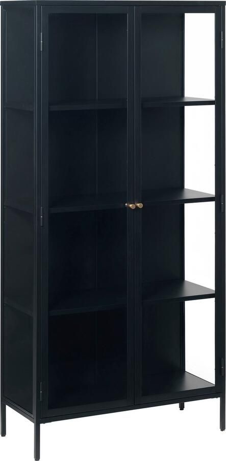 Giga Living Vitrinekast Metaal Zwart 2-Deurs 4 Planken 90x190cm Kast Carmel - Foto 3