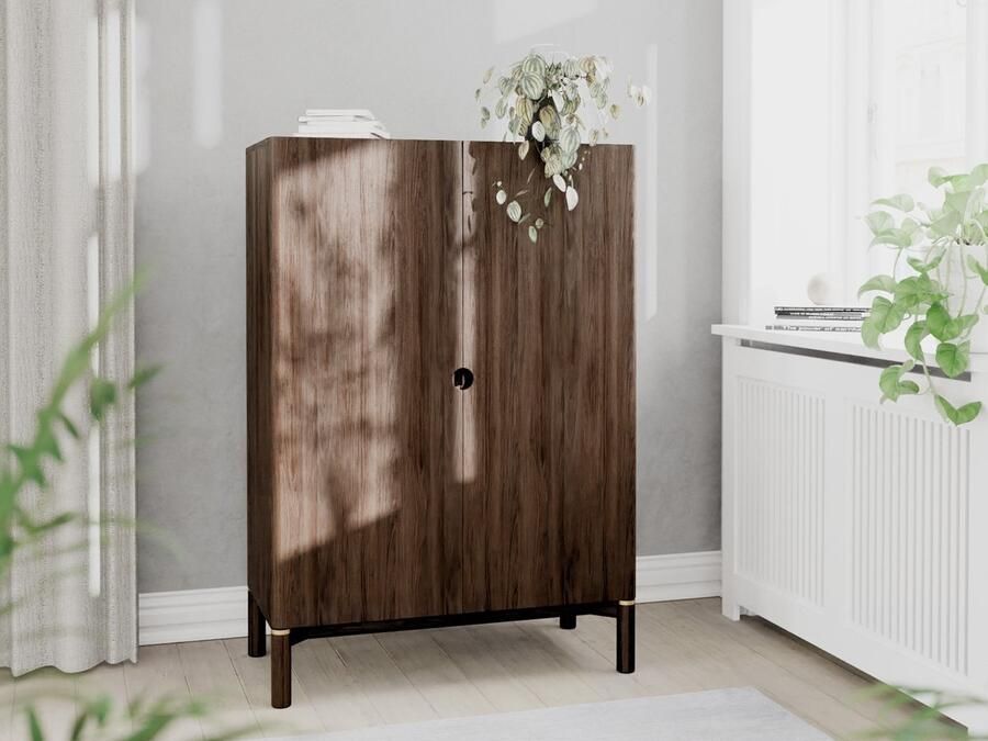 Giga Meubel Giga Living Wandkast Donkerbruin Eikenhout 90x46x130cm Arun