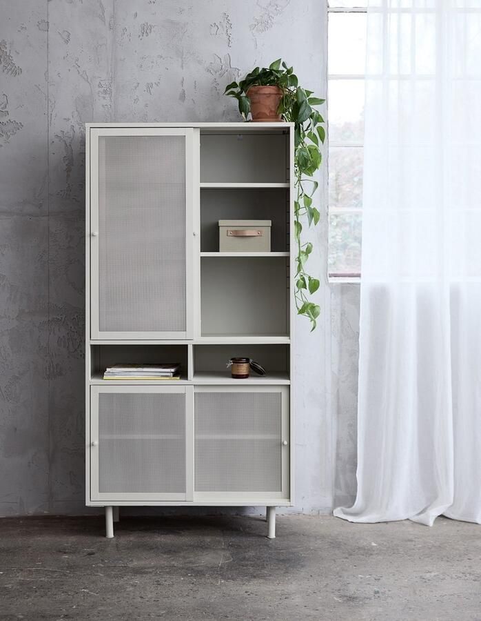 Giga Meubel Giga Living Wandkast Metaal Greige Schuifdeuren 2-Deuren 90x40x180cm Veep