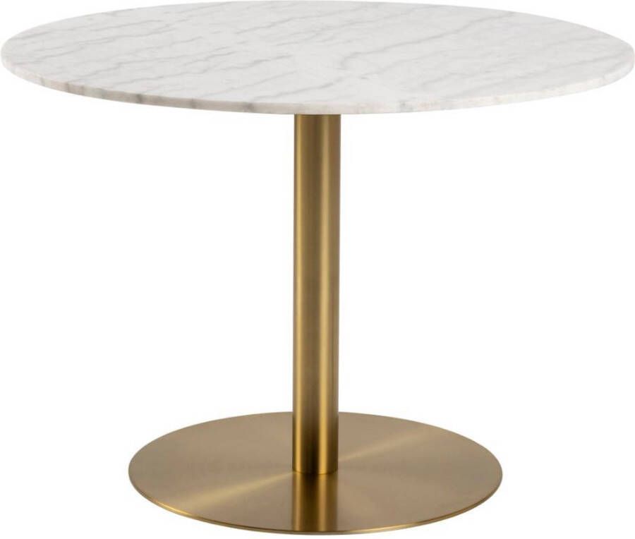 Giga Living Eettafel Menno Marmer Wit Ø105cm Gouden Onderstel - Foto 4