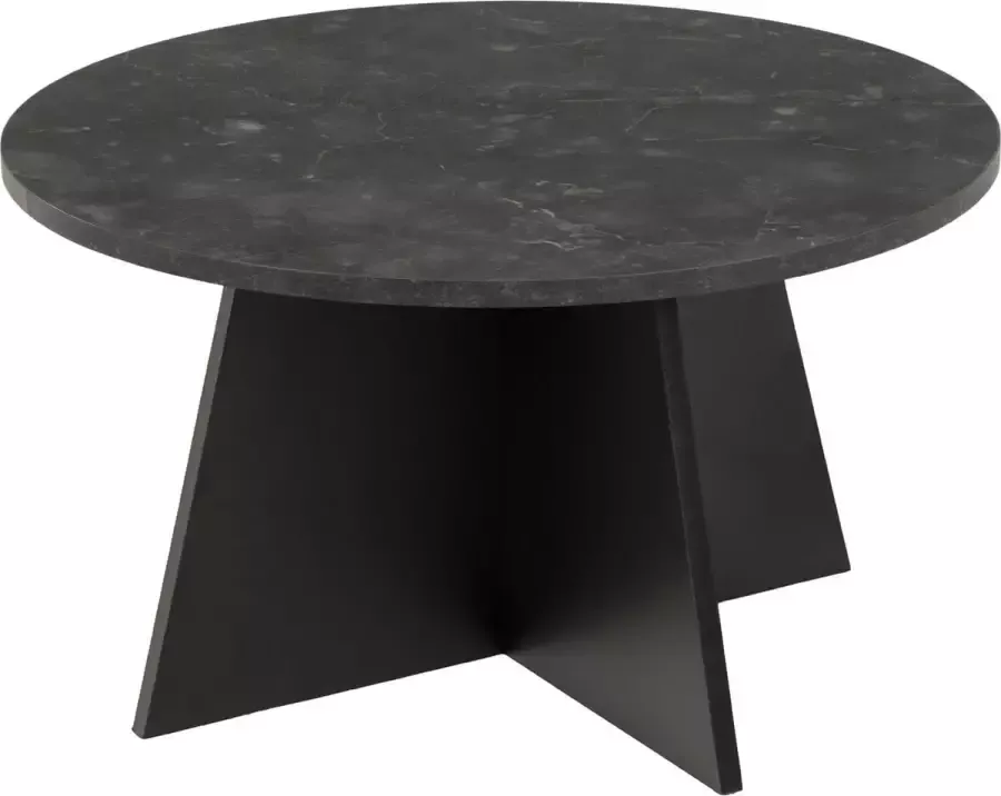 Hioshop Axita salontafel diameter 70 cm zwart marmerprint zwart. - Foto 3