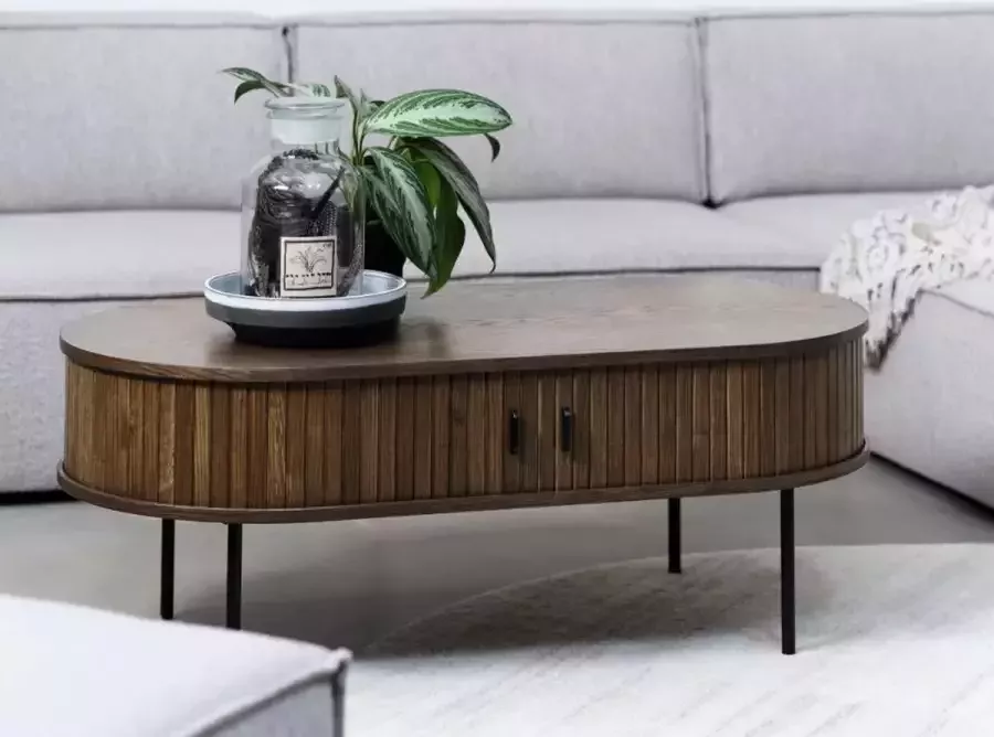 Giga Living Salontafel Eikenhout Donkerbruin 120x60x45cm Tafel Nola