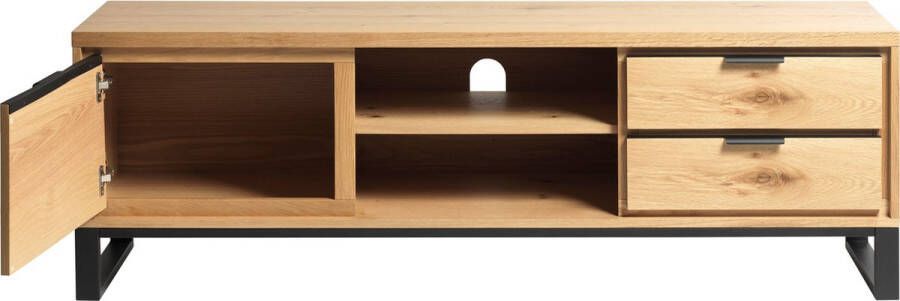 Hioshop Livorno Tv-meubel 1 Deur 2 Open Vakken 2 Lades Natuurlijk Eiken Decor. - Foto 3