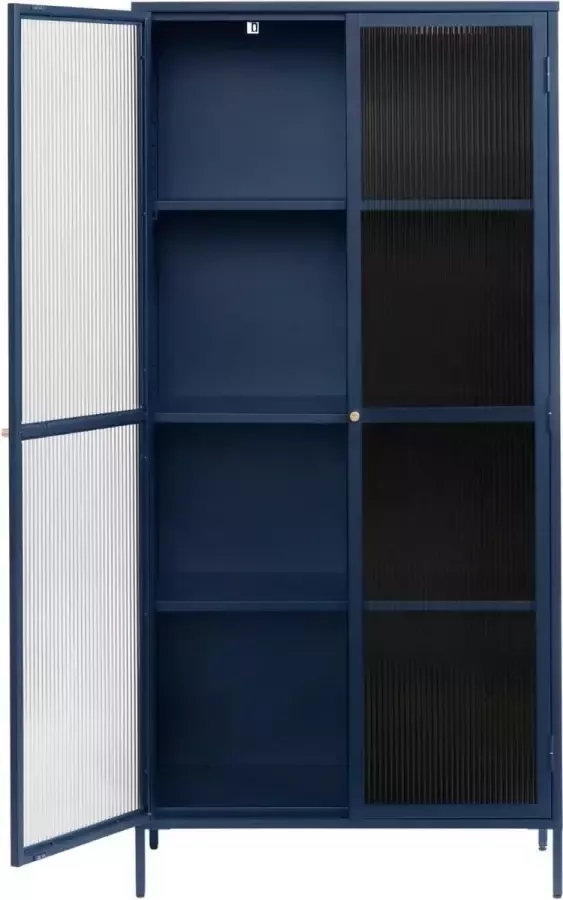 Giga Living Vitrinekast Metaal Blauw 4 Planken 90cm Soft Closing Kast Bronco - Foto 2