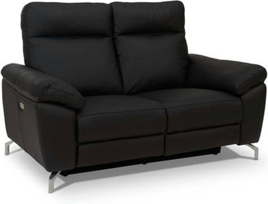 Giga Meubel 2-Zits Bank Zwart Metaal Leer 162x96x101cm Selesta