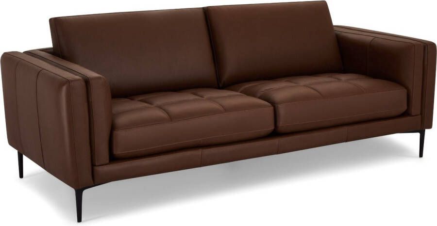 Giga Meubel 3-Zits Bank Bruin Metaal Leer 225x95x85cm Orlando