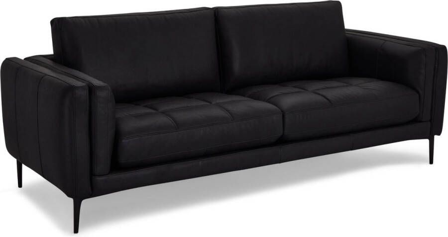 Giga Meubel 3-Zits Bank Zwart Metaal Leer 225x95x85cm Orlando