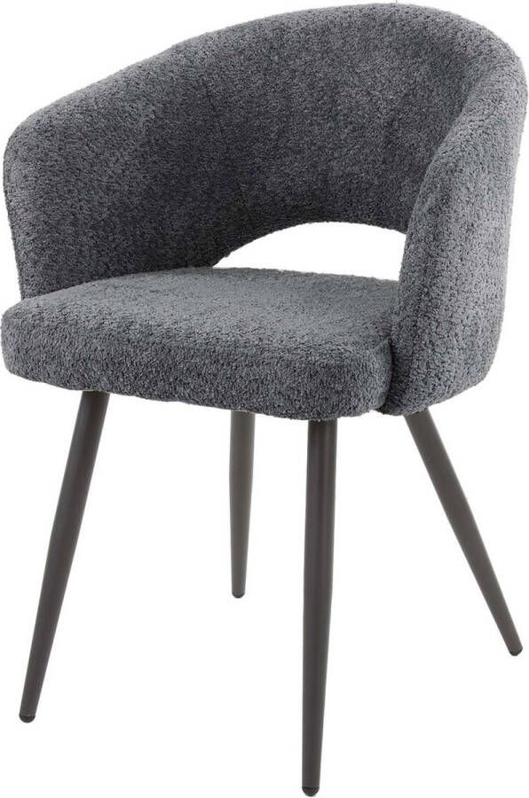 Giga Meubel Armstoel Bouclé Grijs Zithoogte 49cm 58x56x81cm Set van 2