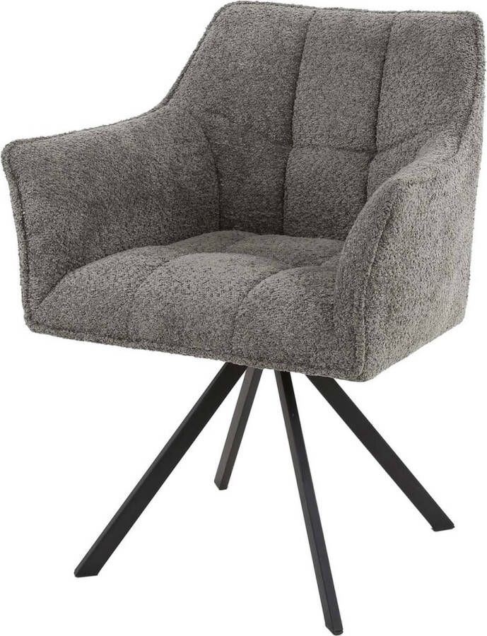 Giga Meubel Armstoel Bouclé Taupe Draaibaar Zithoogte 48cm