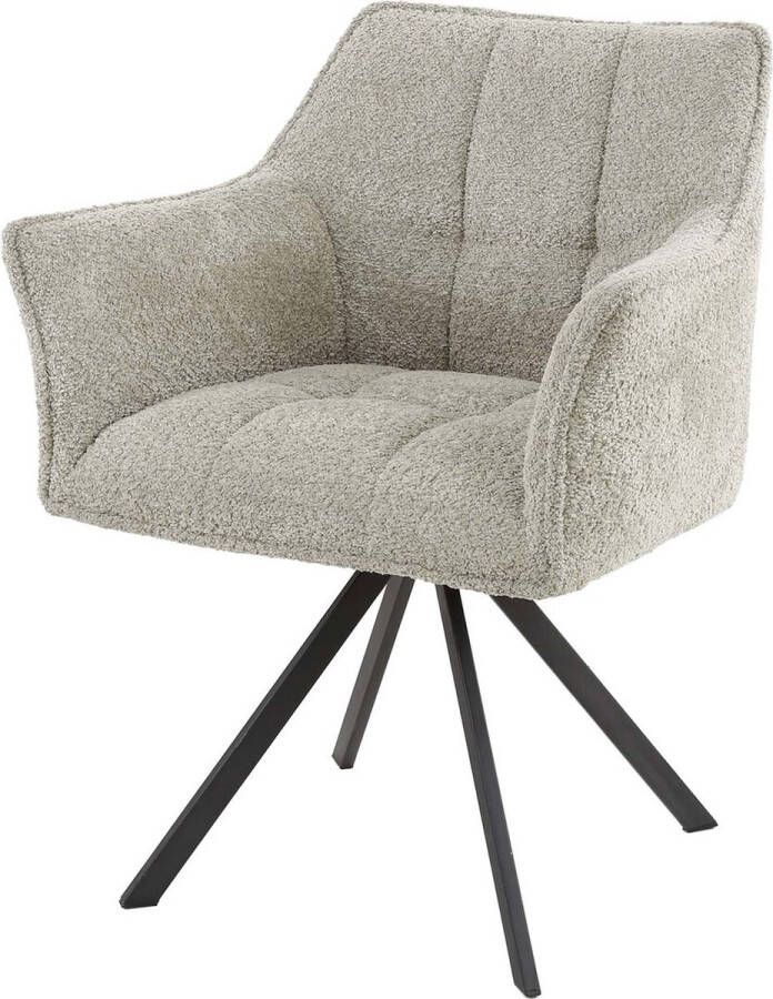 Giga Meubel Armstoel Bouclé Zandkleur Draaibaar 63x60x81cm Set van 2