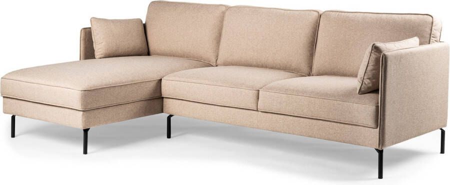 Giga Meubel Bank 3-Zits Vierkant Stof Beige Links 255x157x85cm