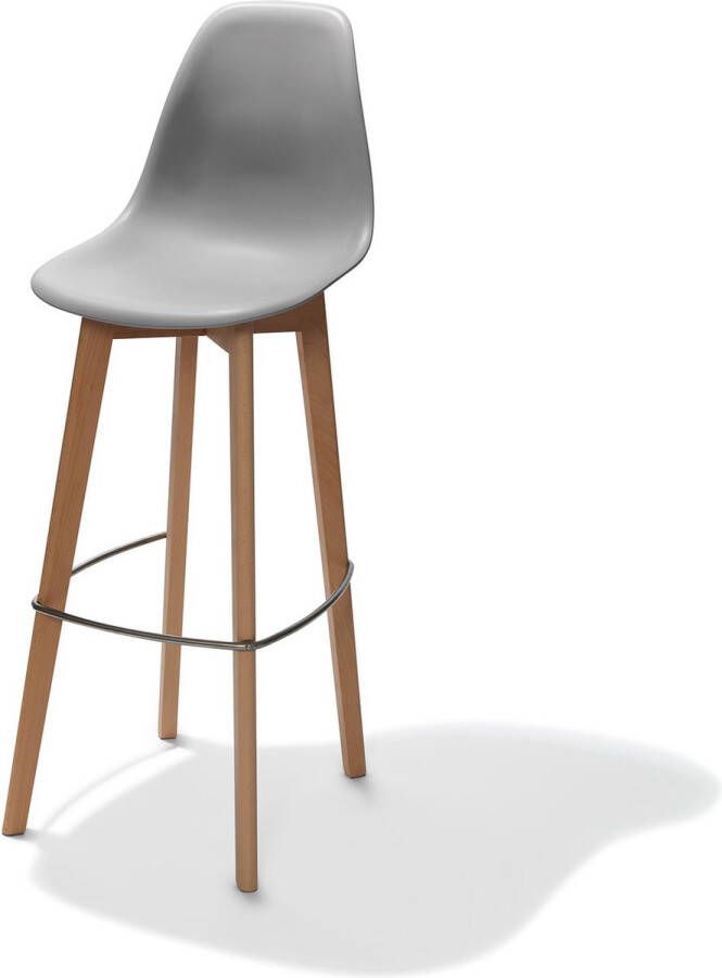 Giga Meubel Barkruk Grijs Stapelbaar Naturel Onderstel 53x47x119cm Keeve Set van 4