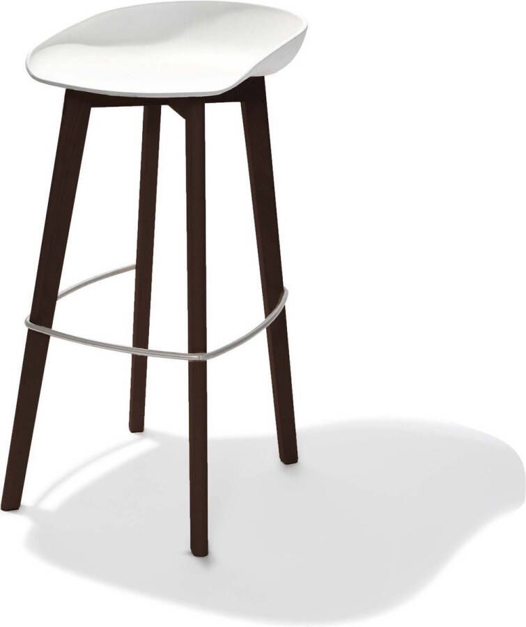 Giga Meubel Barkruk Stapelbaar Low Wit Kunststof Zithoogte 80cm Keeve Set van 4