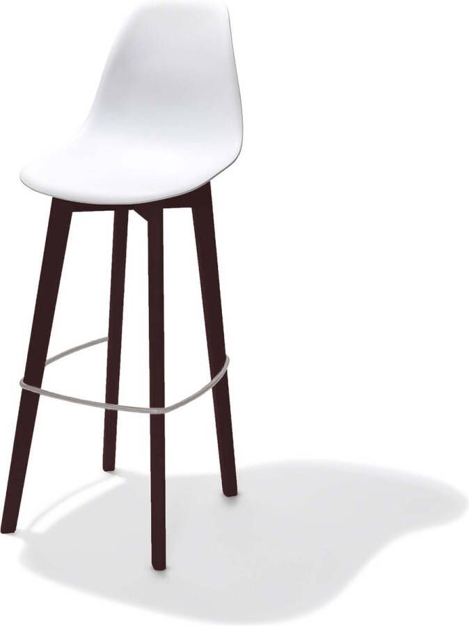 Giga Meubel Barkruk Stapelbaar Wit Kunststof Zithoogte 80cm Keeve Set van 4