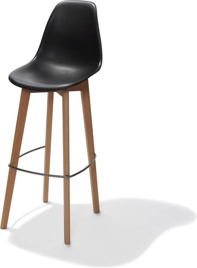 Giga Meubel Barkruk Stapelbaar Zwart Naturel Zithoogte 80cm Keeve Set van 4