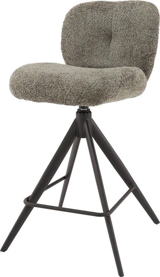 Giga Meubel Barstoel Bouclé Taupe Draaibaar 45x56x94cm