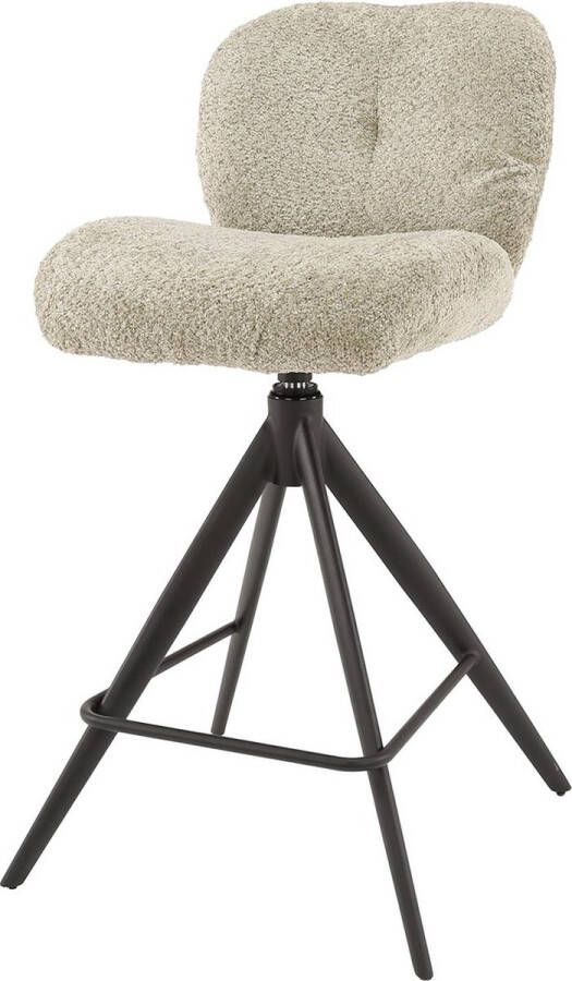 Giga Meubel Barstoel Bouclé Zand Draaibaar 45x56x94cm Set van 2