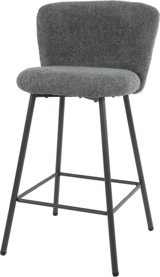 Giga Meubel Barstoel Grijs Bouclé Zithoogte 69cm 50x53x93cm