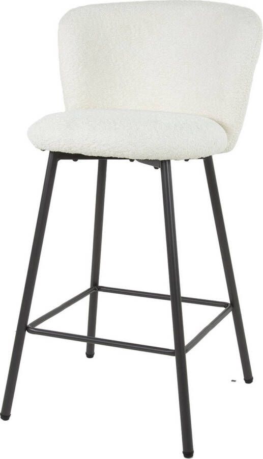 Giga Meubel Barstoel Wit Bouclé Zithoogte69cm 50x53x93cm Set van 4