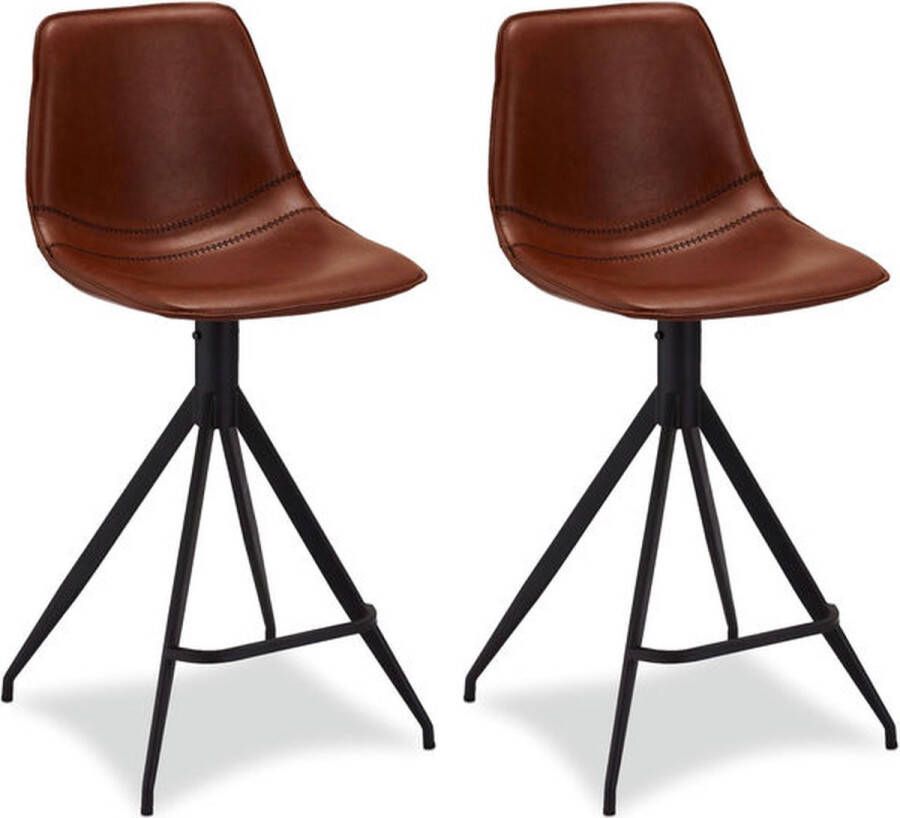 Giga Meubel Barstoel lichtbruin Metaal Kunstleer 48x57x98cm Isabel