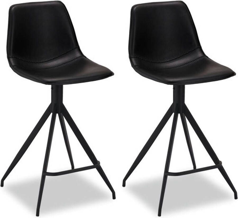 Giga Meubel Barstoel Zwart Metaal Kunstleer 48x57x98cm Isabel