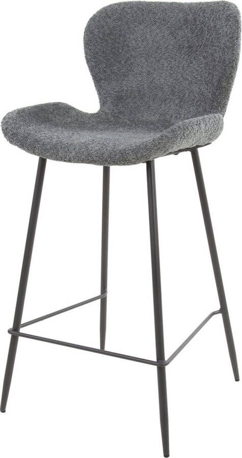 Giga Meubel Barstoel Bouclé Grijs 47x51x99cm Incl. Rugleuning