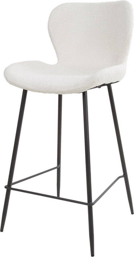 Giga Meubel Barstoel Bouclé Wit 47x51x99cm Incl. Rugleuning