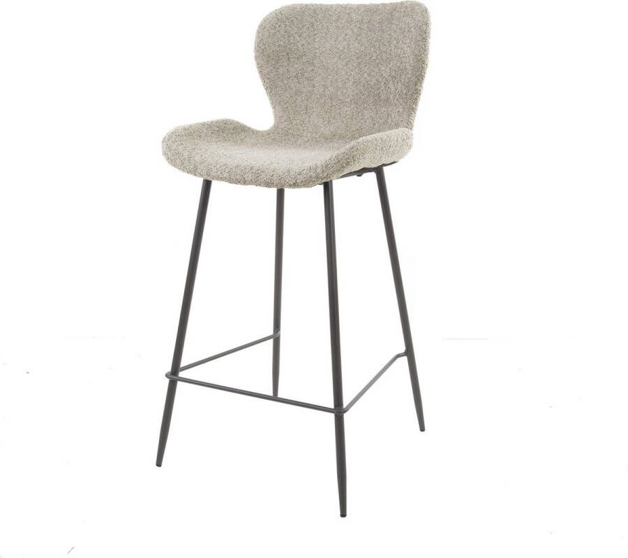 Giga Meubel Barstoel Bouclé Zand 47x51x99cm Incl. Rugleuning Set van 4