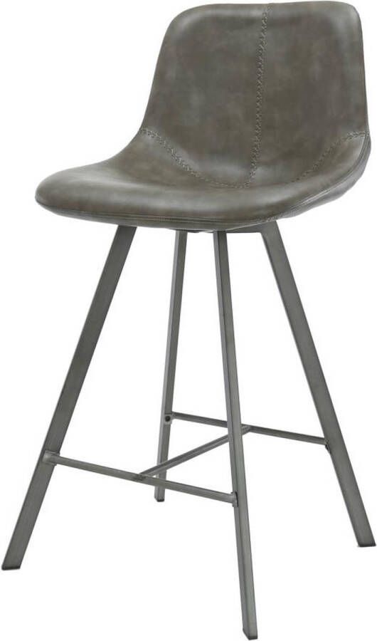 Giga Meubel Barstoel Taupe Leer Zithoogte65cm 47x51x94cm Set van 2