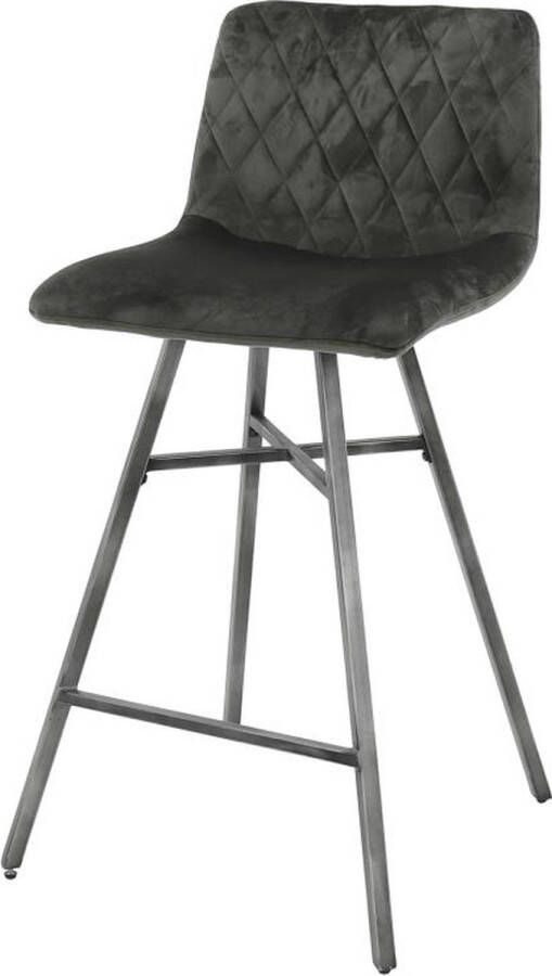 Giga Meubel Barstoel Velvet Antraciet 47x52x93cm Stoel Diamond