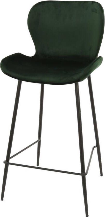 Giga Meubel Barstoel Velvet Groen 47x51x99cm Incl. Rugleuning Set van 4