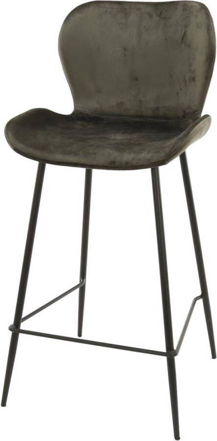 Giga Meubel Barstoel velvet Antraciet 47x51x99cm Incl. Rugleuning